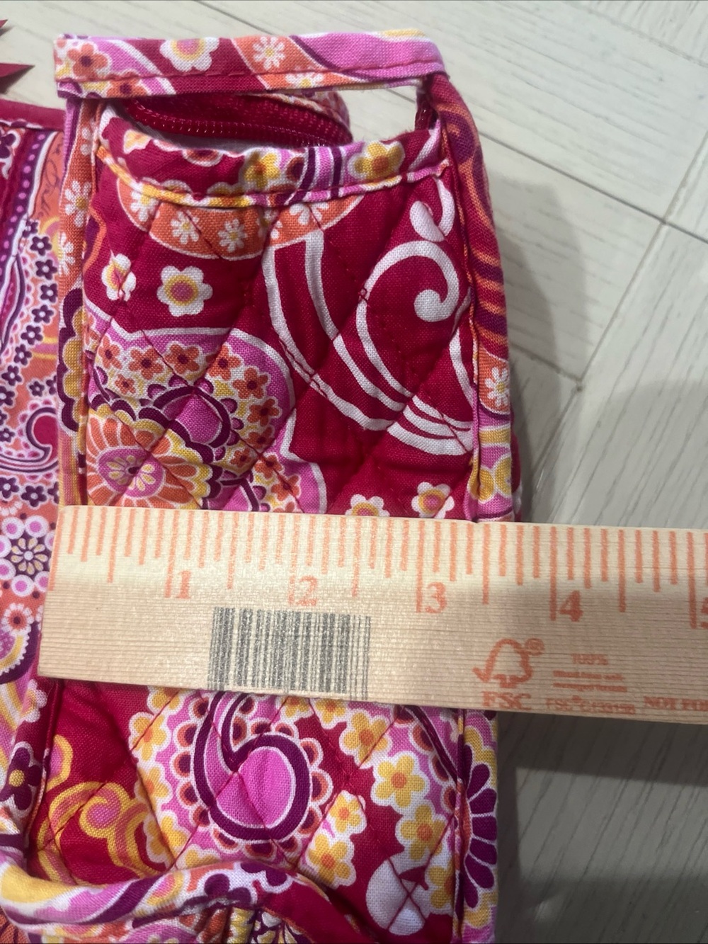 Vera Bradley Raspberry Fizz Zippered Travel Pouch With Soft Lining Pink Floral - Picture 8 of 8